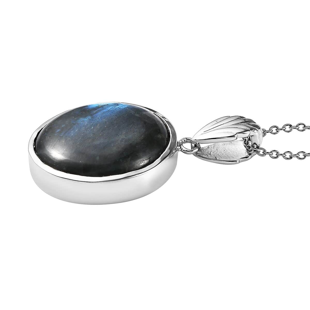 Karis Malagasy Labradorite Solitaire Pendant in Platinum Bond with Stainless Steel Necklace 20 Inches 25.00 ctw image number 3