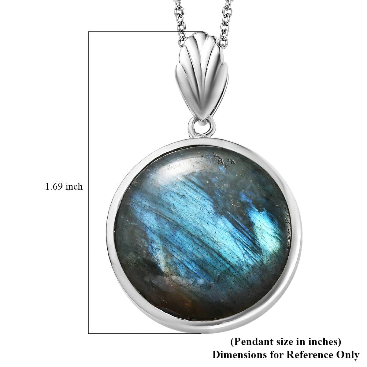 Karis Malagasy Labradorite Solitaire Pendant in Platinum Bond with Stainless Steel Necklace 20 Inches 25.00 ctw image number 5