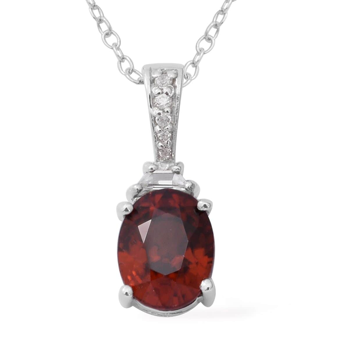 Natural Red and White Zircon Pendant Necklace 18 Inches in Platinum Over Sterling Silver 3.10 ctw image number 0