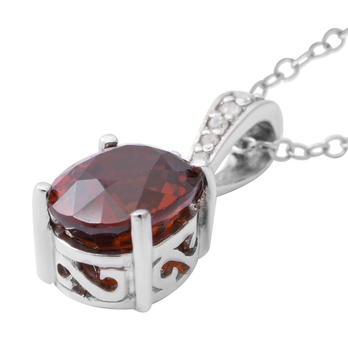 Natural Red and White Zircon Pendant Necklace 18 Inches in Platinum Over Sterling Silver 3.10 ctw image number 2