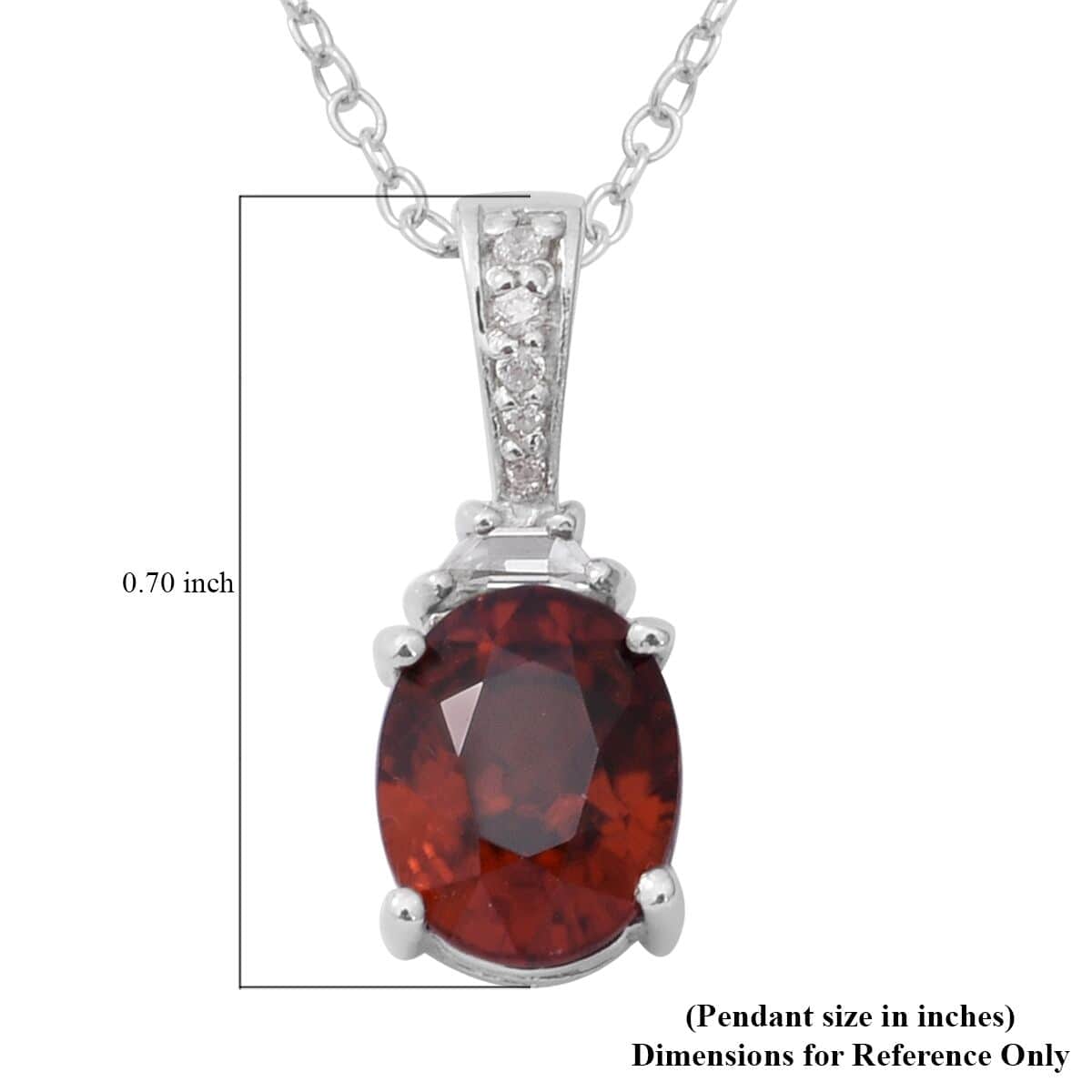 Natural Red and White Zircon Pendant Necklace 18 Inches in Platinum Over Sterling Silver 3.10 ctw image number 4