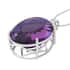 AAA Lusaka Amethyst Solitaire Pendant Necklace 18 Inches in Platinum Over Sterling Silver 100.00 ctw image number 2