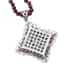 Orissa Rhodolite Garnet and Natural White Zircon Sparkle Pendant with Beaded Necklace 18 Inches in Platinum Over Sterling Silver 11.35 Grams 54.60 ctw image number 3