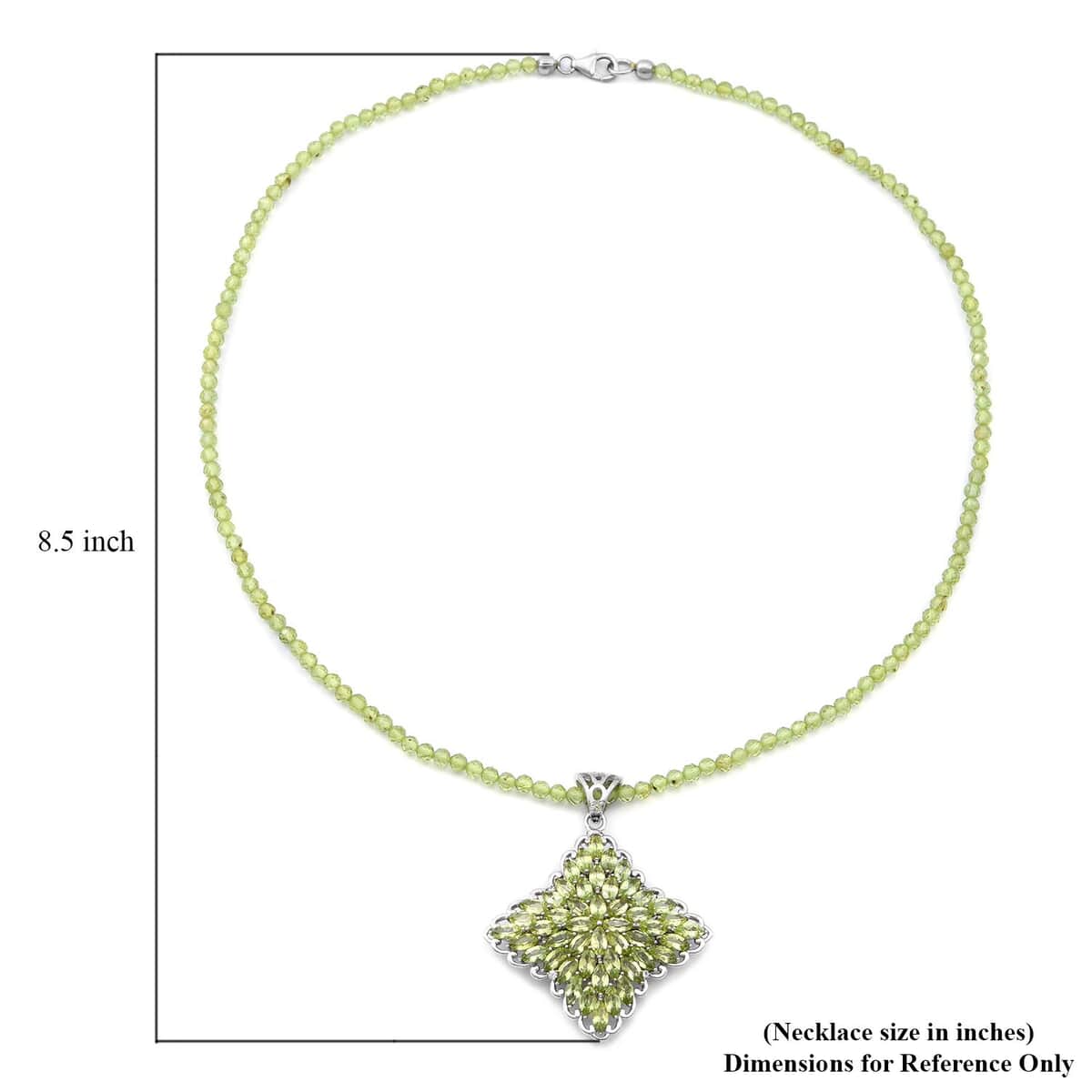 Peridot and White Zircon Sparkle Pendant with Beaded Necklace 20 Inches in Platinum Over Sterling Silver 54.60 ctw image number 5