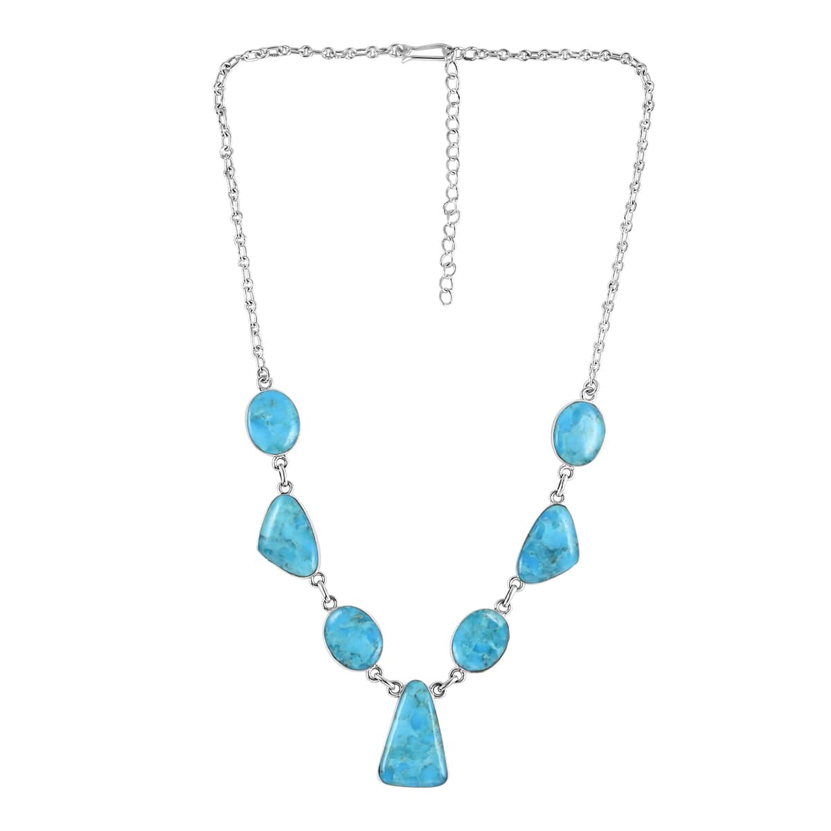 SANTA FE Style Kingman Turquoise Earrings and Necklace 18 Inches in Sterling Silver 32.8 Grams 87.00 ctw image number 2