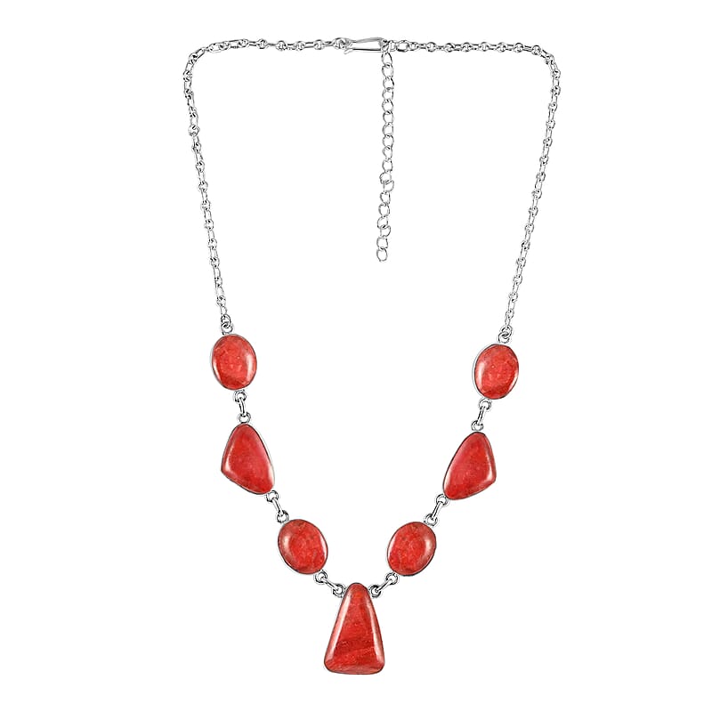 Santa Fe Style Coral Earrings and Necklace 18 Inches in Sterling Silver
