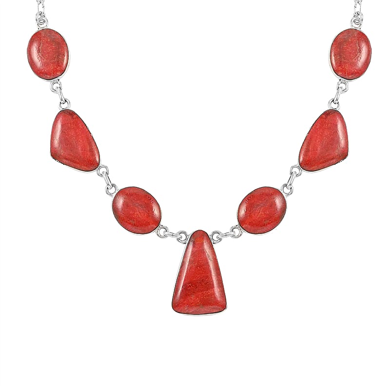 Santa Fe Style Coral Earrings and Necklace 18 Inches in Sterling Silver