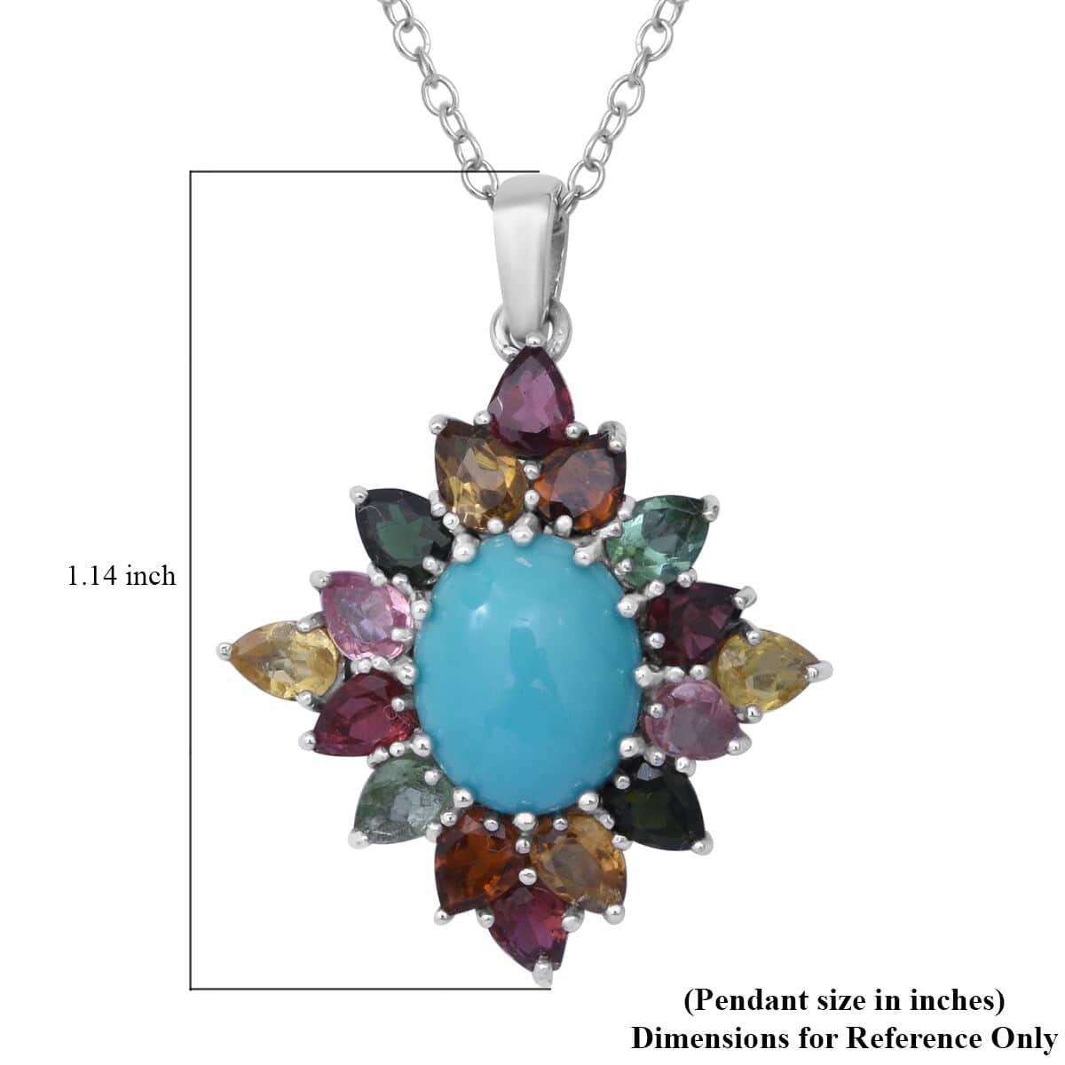 Ethiopian Welo Opal and Multi-Tourmaline Floral Pendant Necklace 18 Inches in Platinum Over Sterling Silver 4.15 ctw image number 5