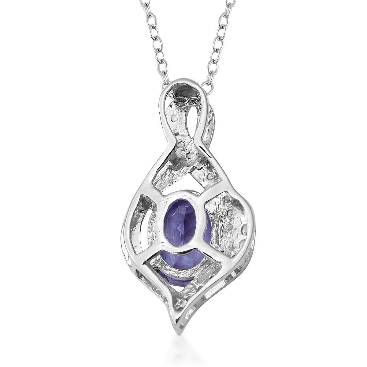 Lab Created Alexandrite, White Zircon Ring Size 10.0 and Pendant Necklace 18 Inches in Platinum Over Sterling Silver 6.10 ctw image number 6