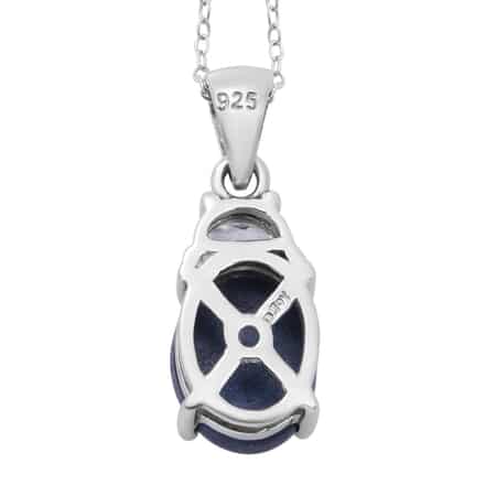 Blue Star Sapphire (DF) and White Zircon Pendant Necklace 18 Inches in Platinum Over Sterling Silver (Size 10.0) 3.65 ctw image number 3