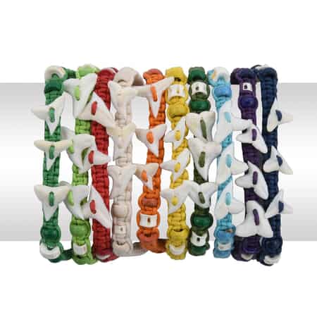 Set of 10 Multi Color Wax Cord Adjustable Friendship Bracelet with Multi Charms , Shop LC