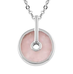 Galilea Rose Quartz Pendant Necklace (18-20 Inches) in Silvertone & Stainless Steel 11.50 ctw , Tarnish-Free, Waterproof, Sweat Proof Jewelry