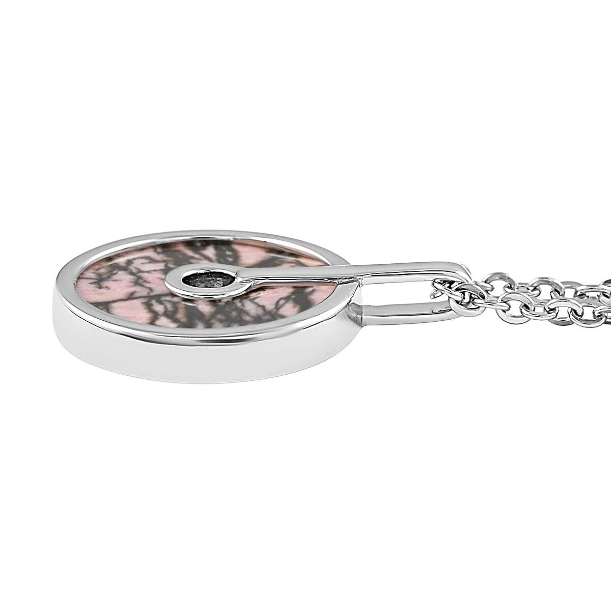 Rhodonite Pendant Necklace (18-20 Inches) in Silvertone & Stainless Steel 12.30 ctw , Tarnish-Free, Waterproof, Sweat Proof Jewelry image number 3