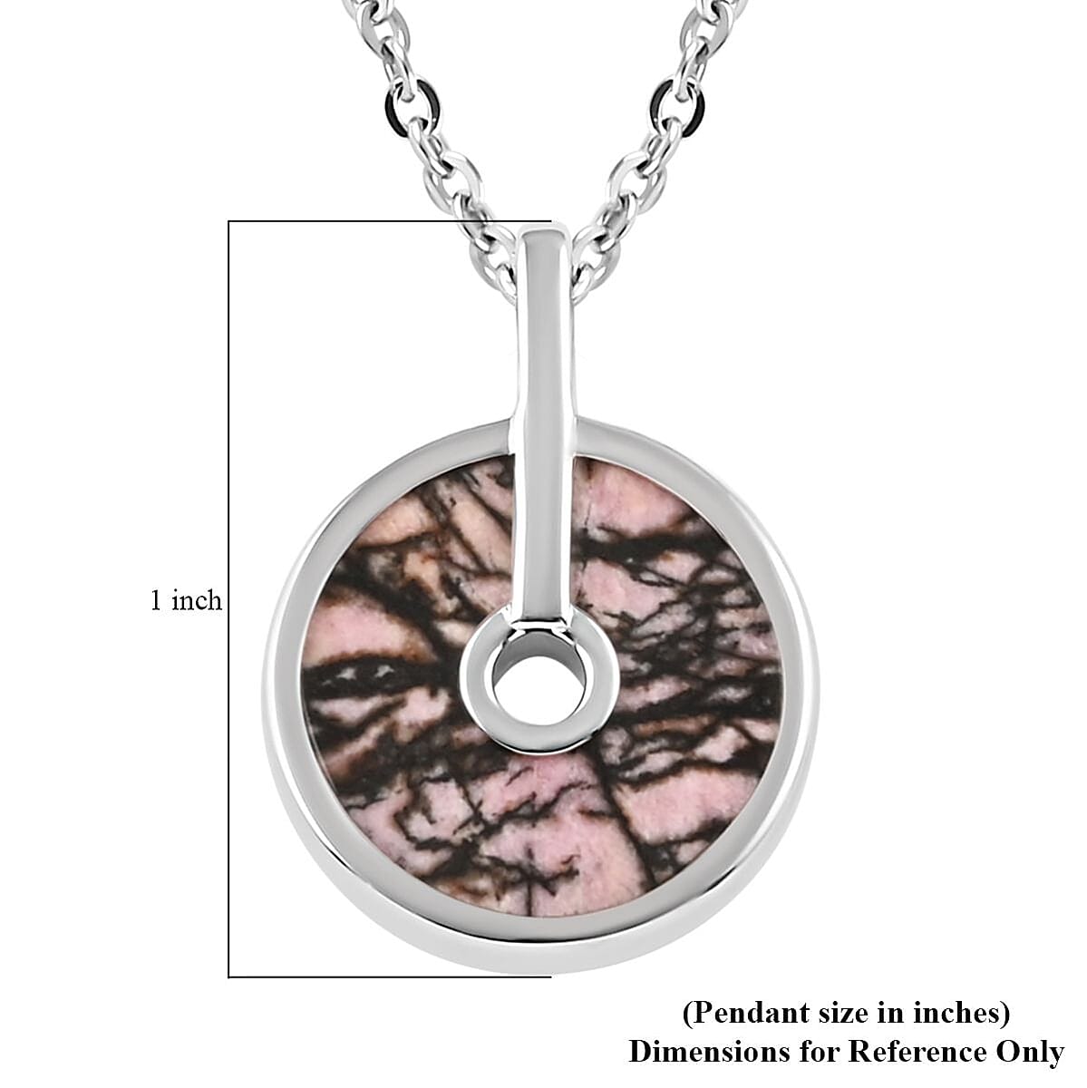Rhodonite Pendant Necklace (18-20 Inches) in Silvertone & Stainless Steel 12.30 ctw , Tarnish-Free, Waterproof, Sweat Proof Jewelry image number 6