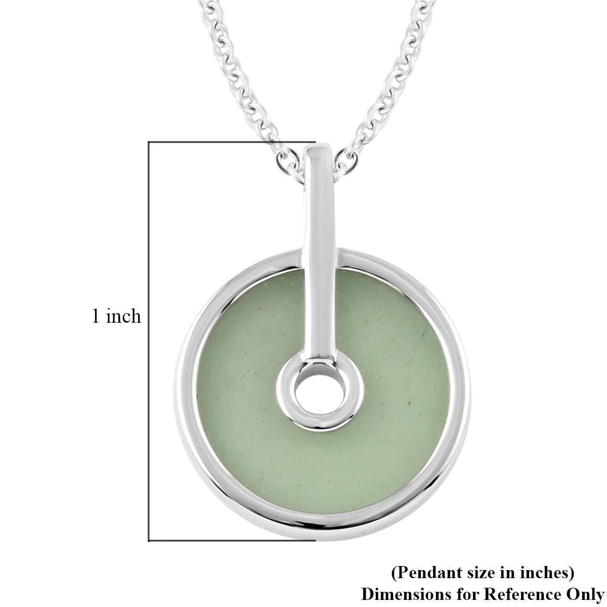 Green Aventurine Pendant Necklace (18-20 Inches) in Silvertone & Stainless Steel 12.00 ctw , Tarnish-Free, Waterproof, Sweat Proof Jewelry image number 6