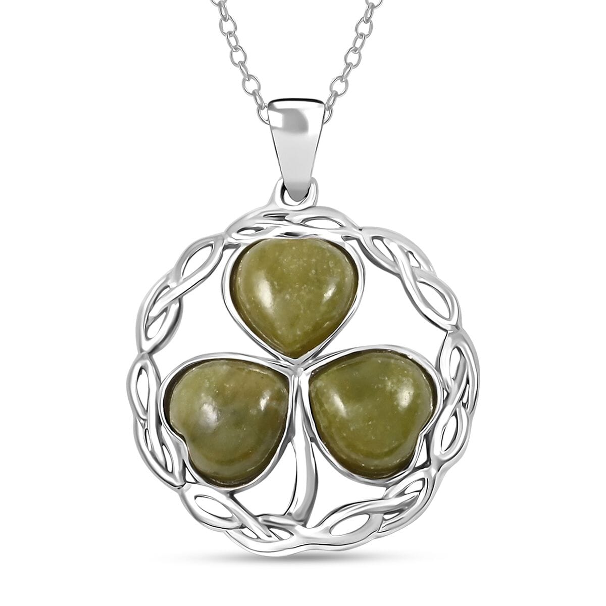 Connemara Marble Pendant Necklace 18 Inches in Platinum Over Sterling Silver 3.25 ctw image number 0