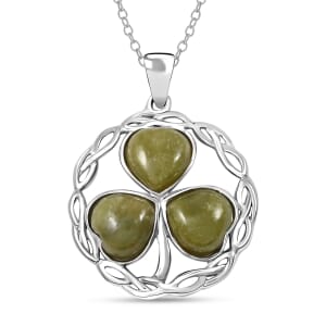Connemara Marble Pendant Necklace 18 Inches in Platinum Over Sterling Silver 3.25 ctw