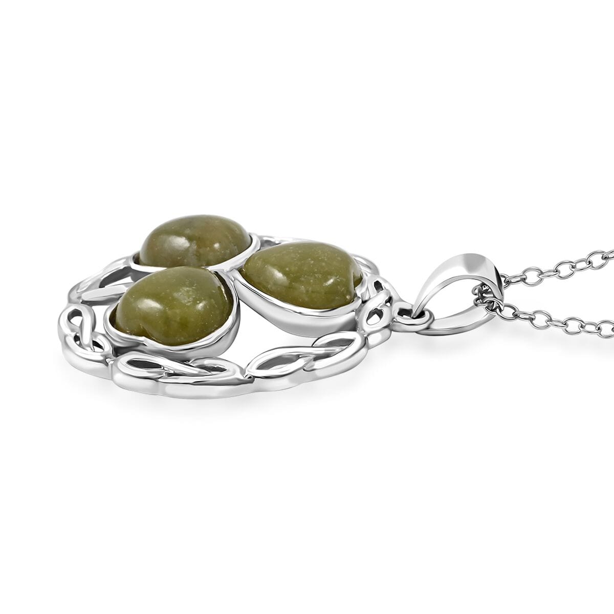 Connemara Marble Pendant Necklace 18 Inches in Platinum Over Sterling Silver 3.25 ctw image number 3
