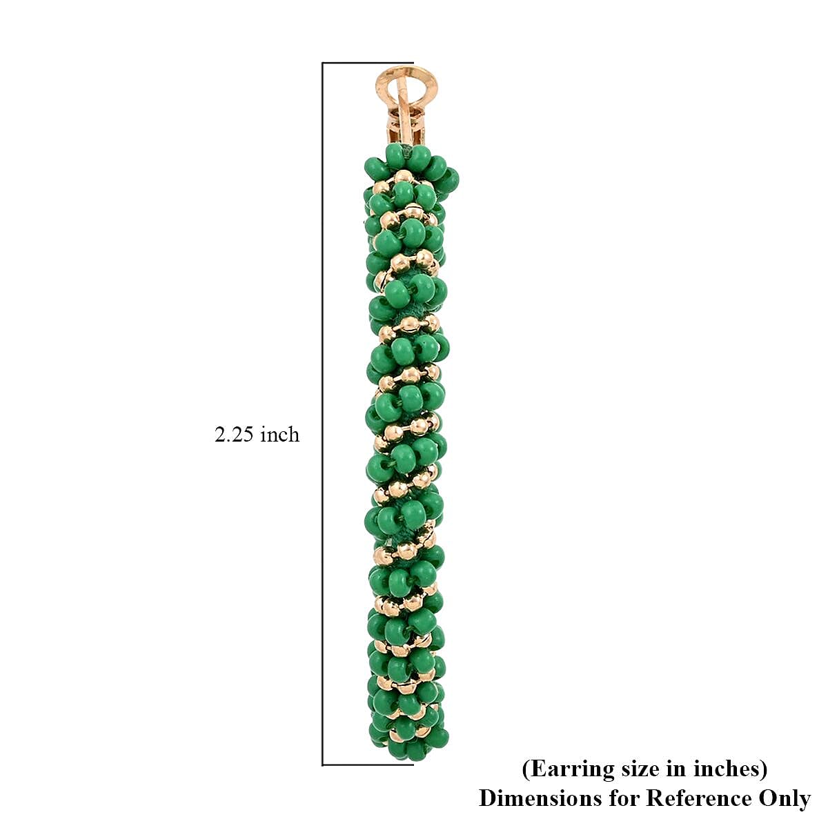 Set of 3 White, Red and Green Seed Beaded Hoop Earrings in Rosetone image number 8