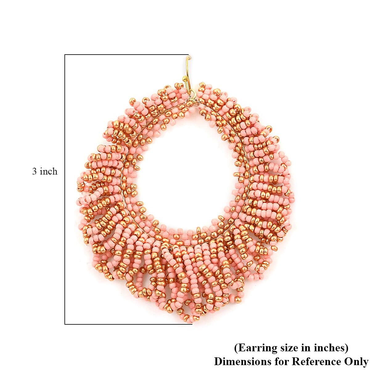 Set of 2 Multi Color Seed Beaded Dangle Earrings in Goldtone image number 4