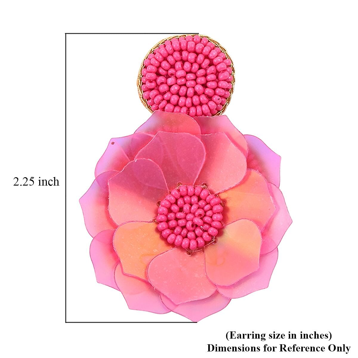 Set of 2 Seed Beaded Floral Earrings in Goldtone