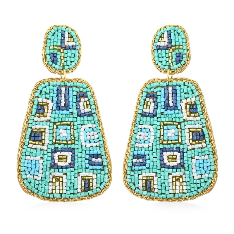 Set of 2 Multi Color Seed Beaded Earrings