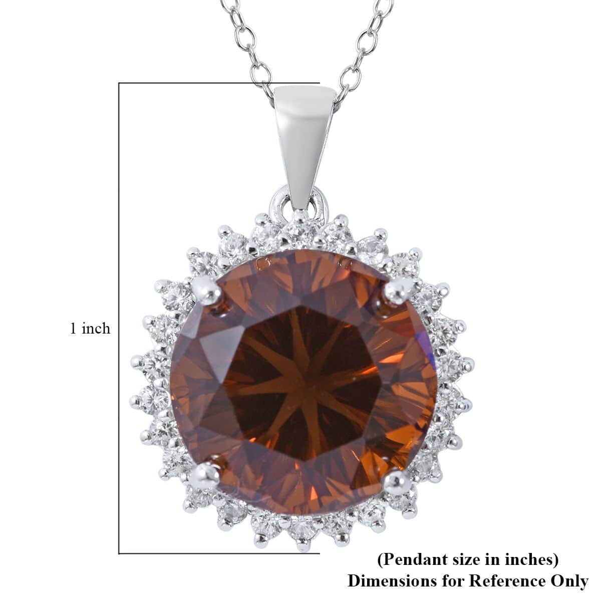 Flower and Hearts Cut Santa Ana Madeira Citrine and Natural White Zircon Pendant Necklace 18 Inches in Platinum Over Sterling Silver 11.25 ctw image number 4