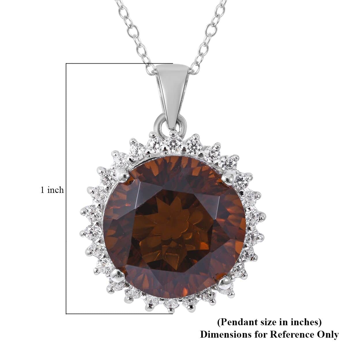 Hearts and Arrows Cut Santa Ana Madeira Citrine and White Zircon Pendant Necklace 18 Inches in Platinum Over Sterling Silver 11.25 ctw image number 5