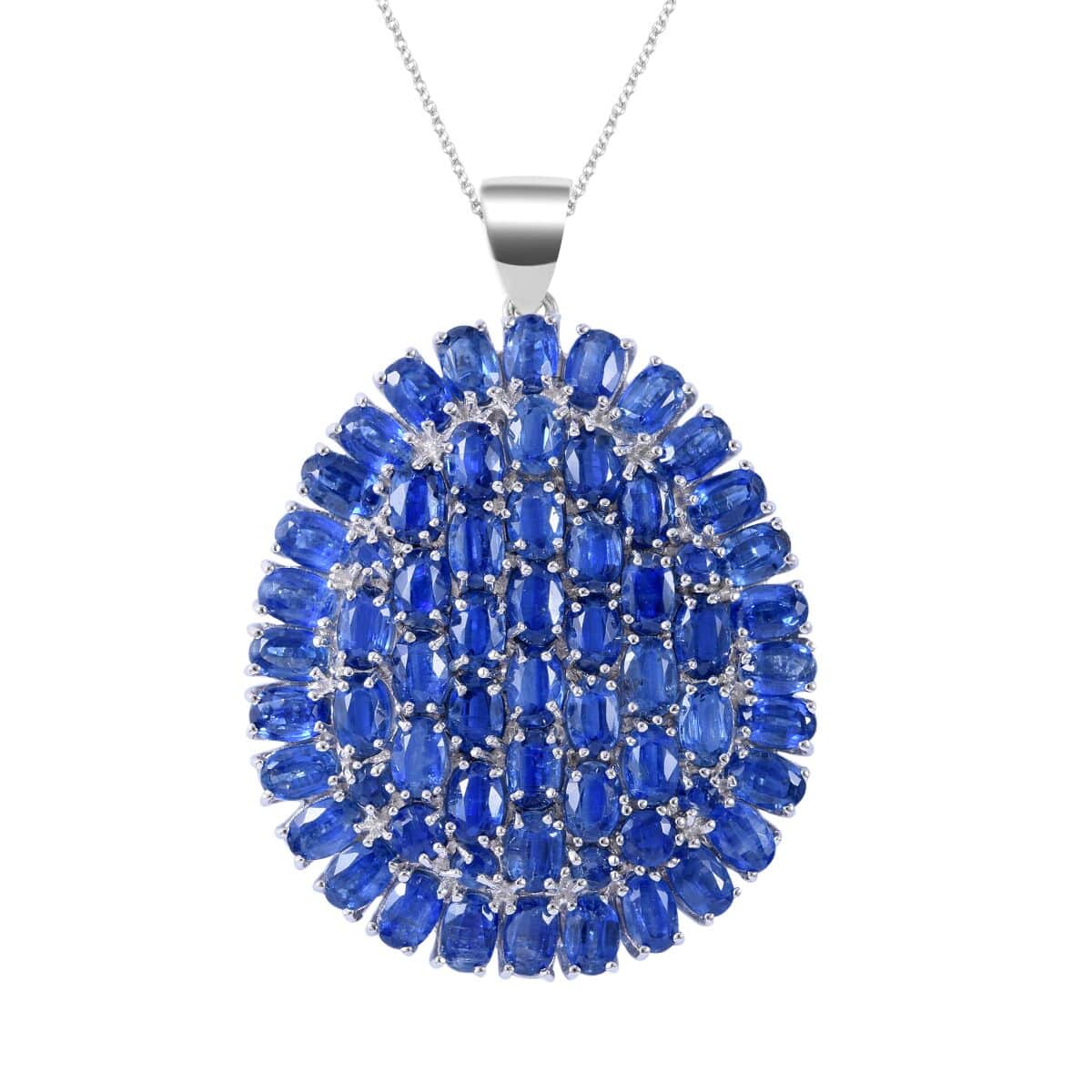 Kashmir Kyanite Cluster Pendant Necklace 18 Inches in Platinum Over Sterling Silver 34.85 ctw image number 0