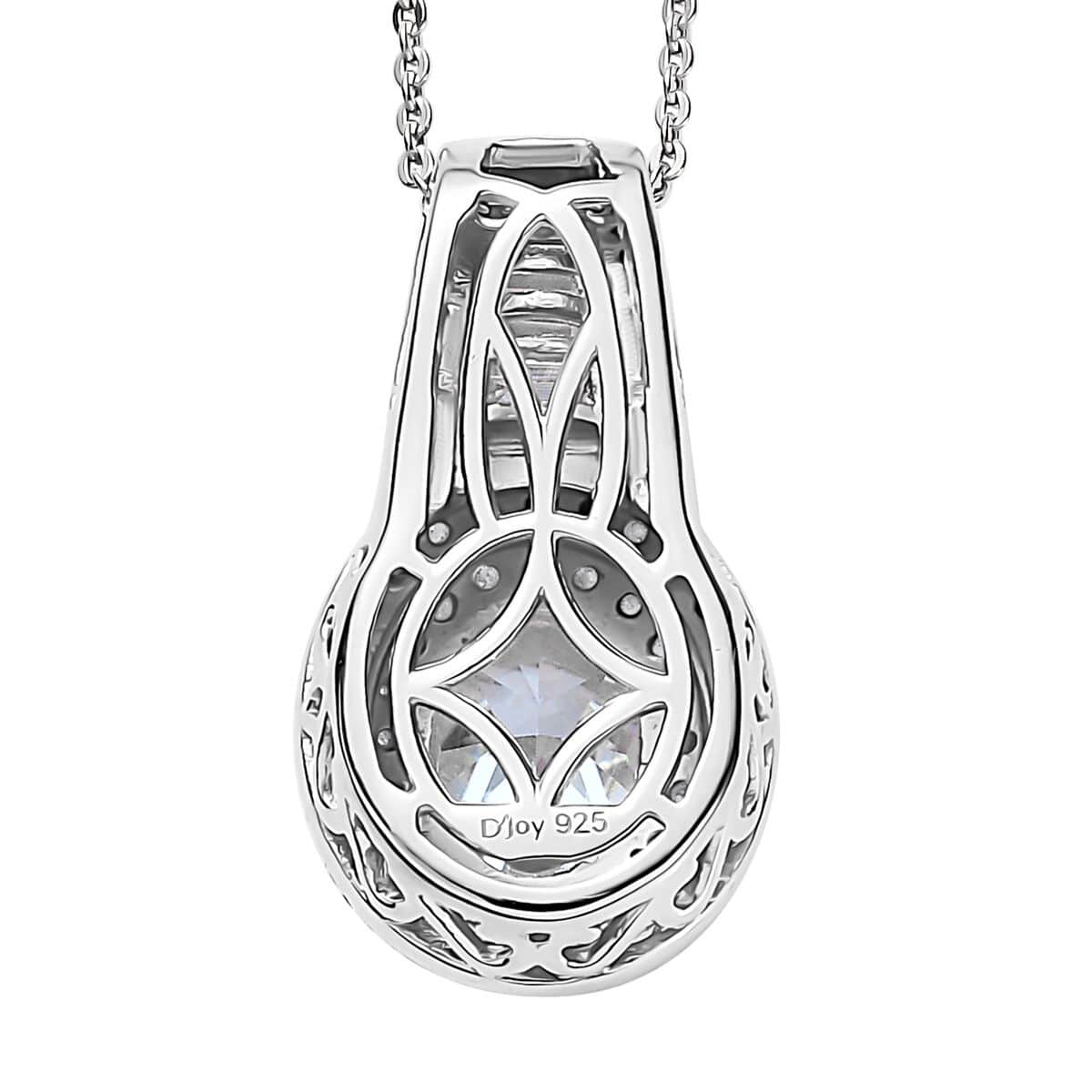 Moissanite Double Halo Pendant Necklace 20 Inches in Platinum Over Sterling Silver 3.10 ctw image number 4