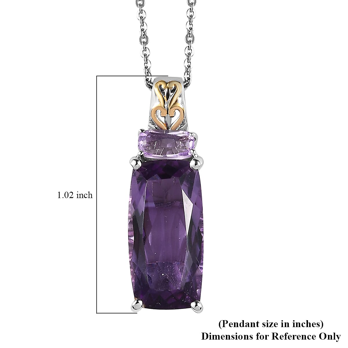 Rose De France Amethyst Pendant Necklace 20 Inches in Vermeil YG and Platinum Over Sterling Silver 6.20 ctw