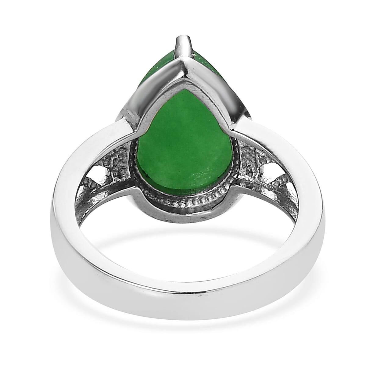 Green Jade (D) Solitaire Ring (Size 9.0) and Pendant Necklace 20 Inches in Stainless Steel 14.20 ctw image number 5