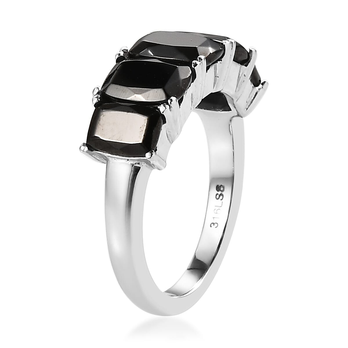 Elite Shungite 5 Stone Ring (Size 6) and Pendant Necklace (20 Inches) in Stainless Steel 3.60 ctw image number 4