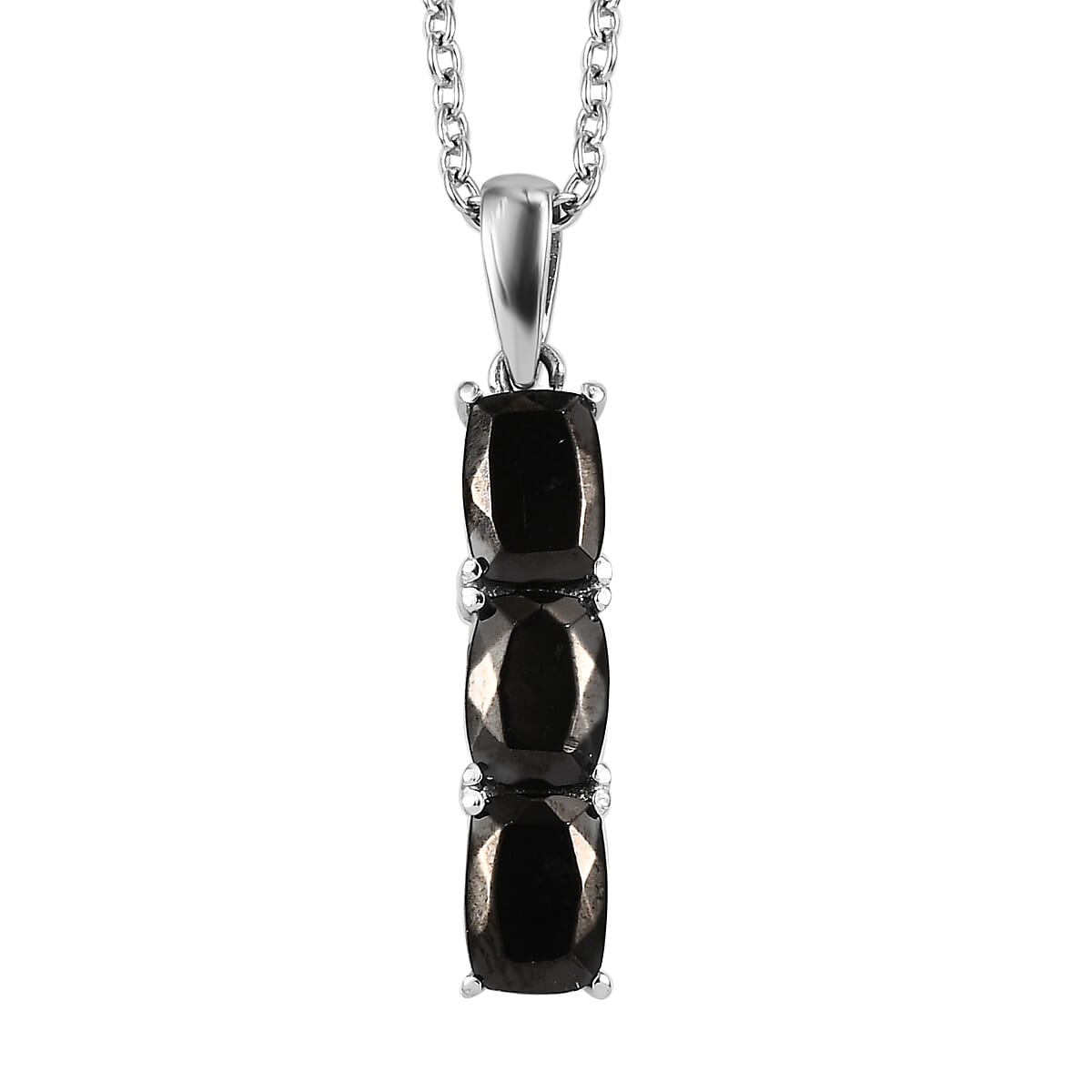 Elite Shungite 5 Stone Ring Size 6 and Pendant Necklace 20 Inches in Stainless Steel 3.60 ctw