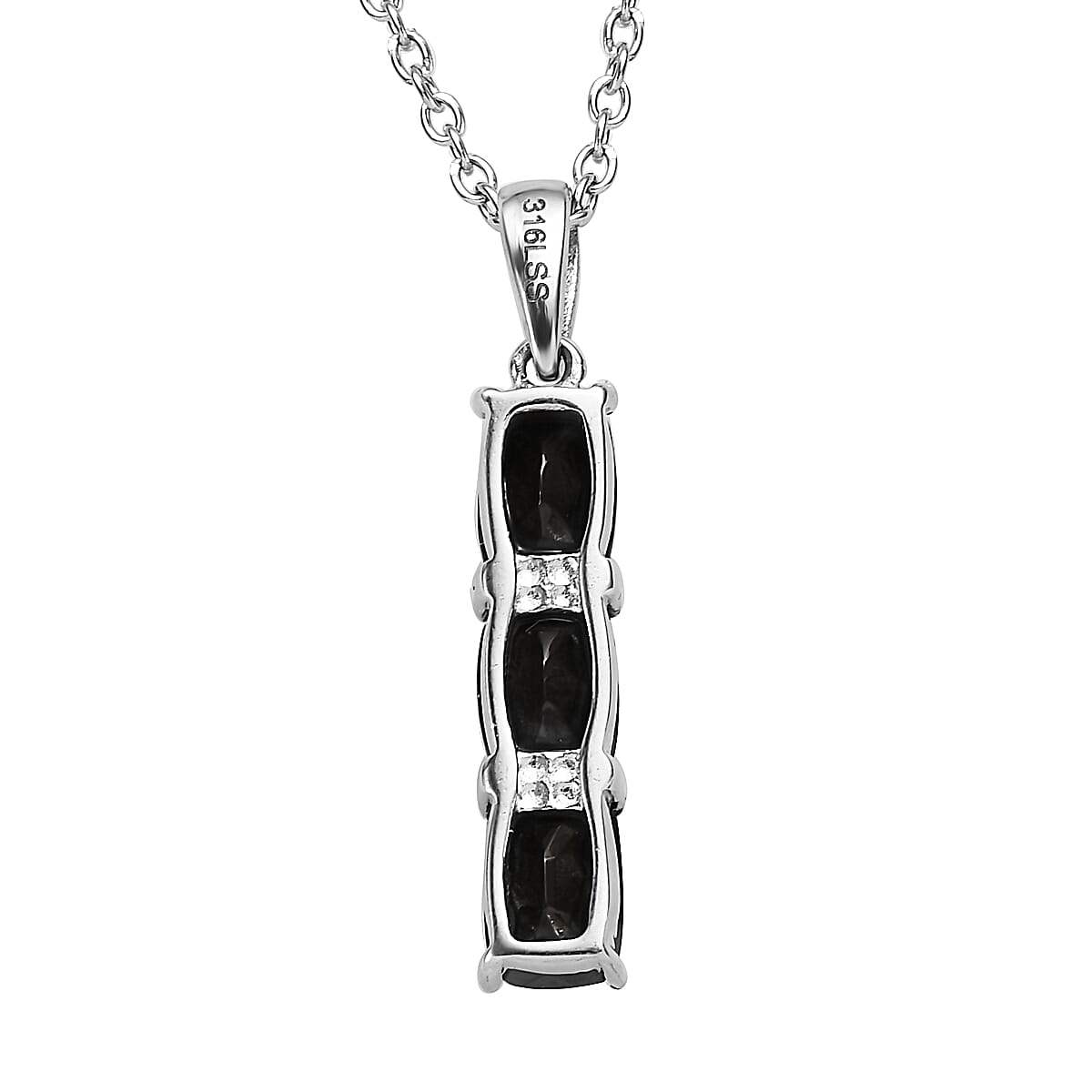 Elite Shungite 5 Stone Ring Size 6 and Pendant Necklace 20 Inches in Stainless Steel 3.60 ctw