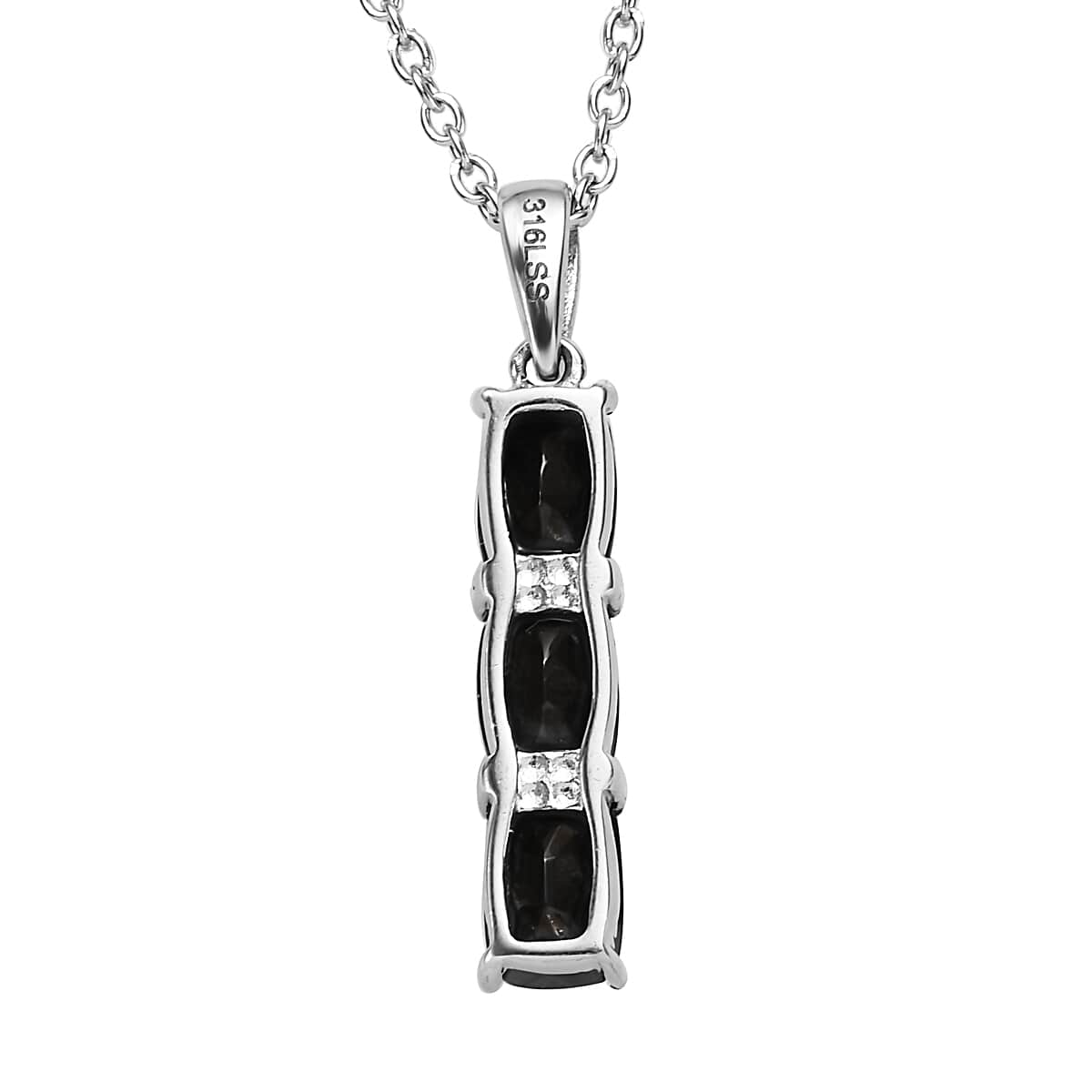 Elite Shungite 5 Stone Ring Size 7 and Pendant Necklace 20 Inches in Stainless Steel 3.60 ctw image number 8