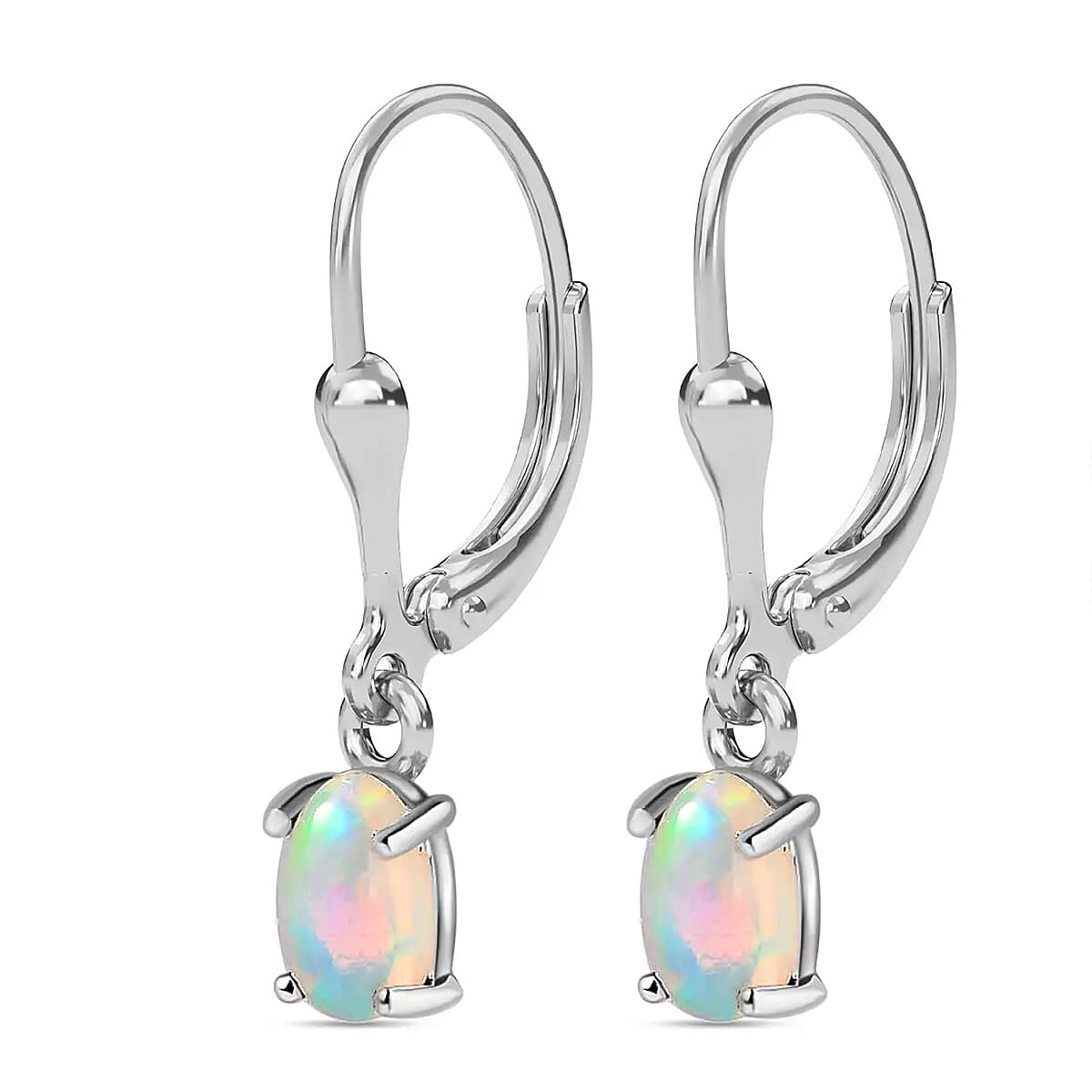 Ethiopian Welo Opal Lever Back Earrings, 3 Stone Ring (Size 7.0) and Pendant in Platinum Over Sterling Silver with Stainless Steel Necklace 20 Inches 3.10 ctw image number 9