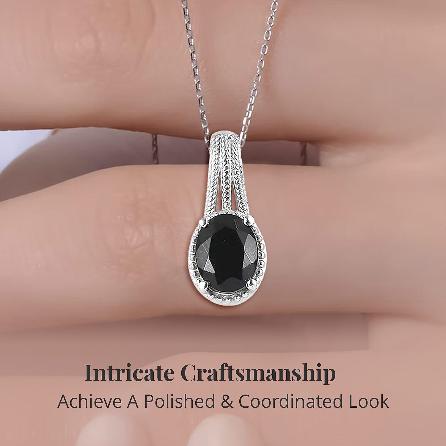 Black Tourmaline Lever Back Earrings, Ring (Size 5.0), Pendant Necklace 20 Inches in Stainless Steel 8.00 ctw