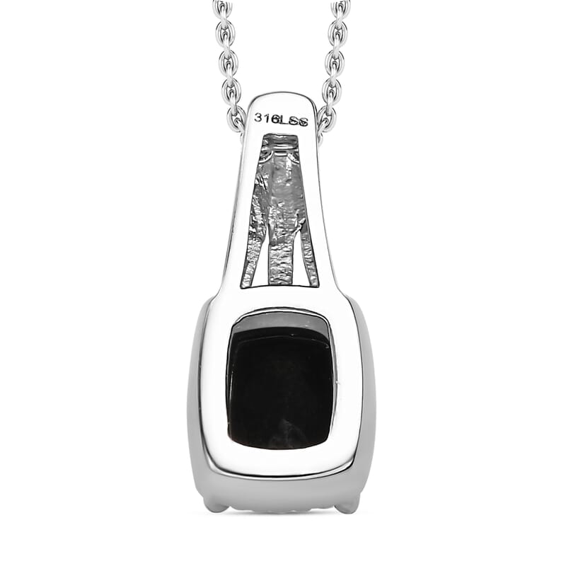 Australian Black Tourmaline Lever Back Earrings, Ring (Size 6.0), Pendant Necklace 20 Inches in Stainless Steel 7.35 ctw
