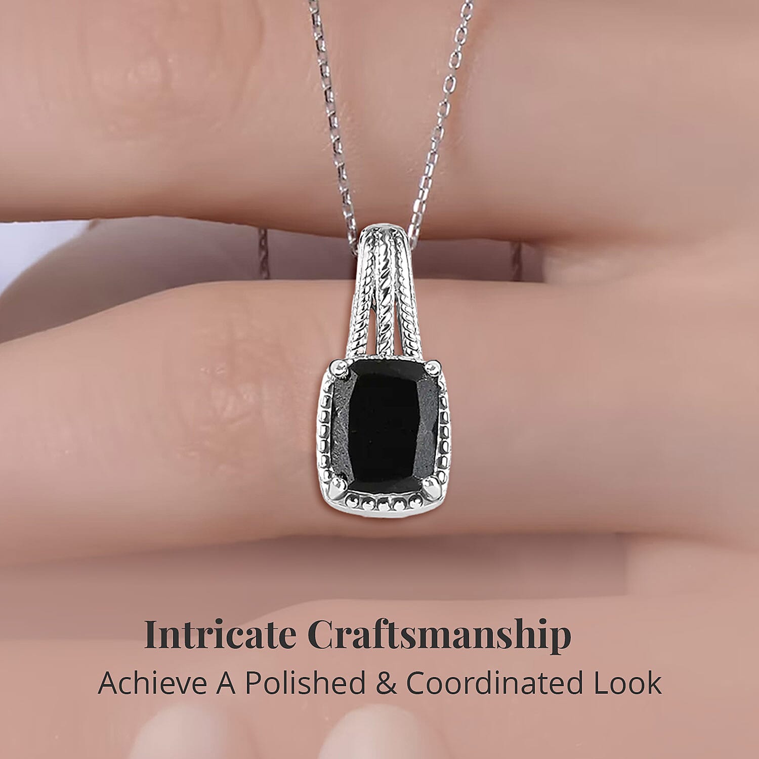Australian Black Tourmaline Lever Back Earrings, Ring (Size 6.0), Pendant Necklace 20 Inches in Stainless Steel 7.35 ctw