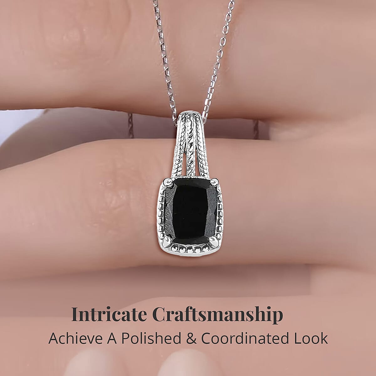 Australian Black Tourmaline Lever Back Earrings, Ring (Size 6.0), Pendant Necklace 20 Inches in Stainless Steel 7.35 ctw image number 4