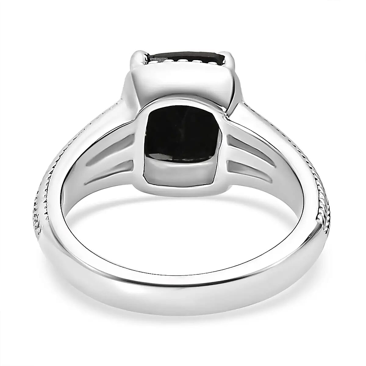 Australian Black Tourmaline Lever Back Earrings, Ring (Size 6.0), Pendant Necklace 20 Inches in Stainless Steel 7.35 ctw image number 8