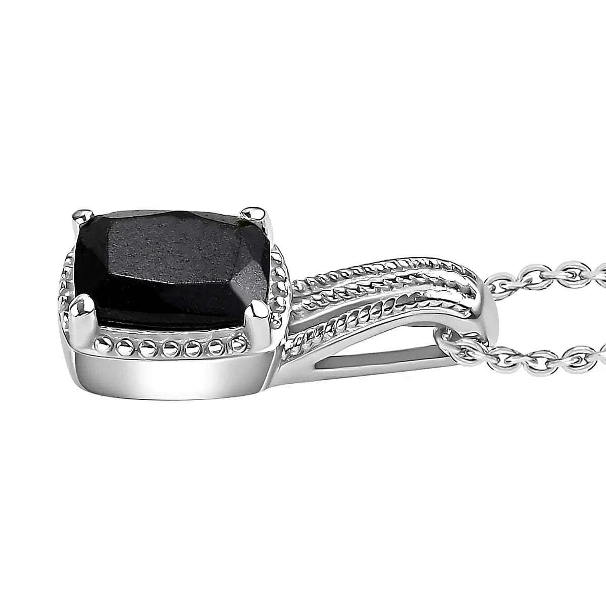 Australian Black Tourmaline Lever Back Earrings, Ring (Size 6.0), Pendant Necklace 20 Inches in Stainless Steel 7.35 ctw image number 9
