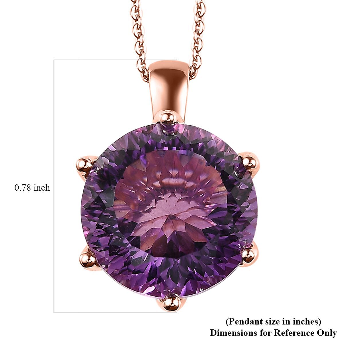 Millennium Cut African Amethyst and White Zircon 11.35 ctw Pendant Necklace 20 Inches in Vermeil Rose Gold Over Sterling Silver