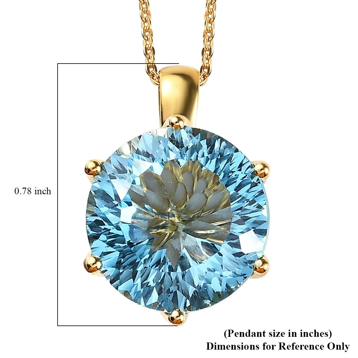 Millennium Cut Sky Blue Topaz and White Zircon 9.30 ctw Pendant Necklace 20 Inches in Vermeil Yellow Gold Over Sterling Silver image number 6