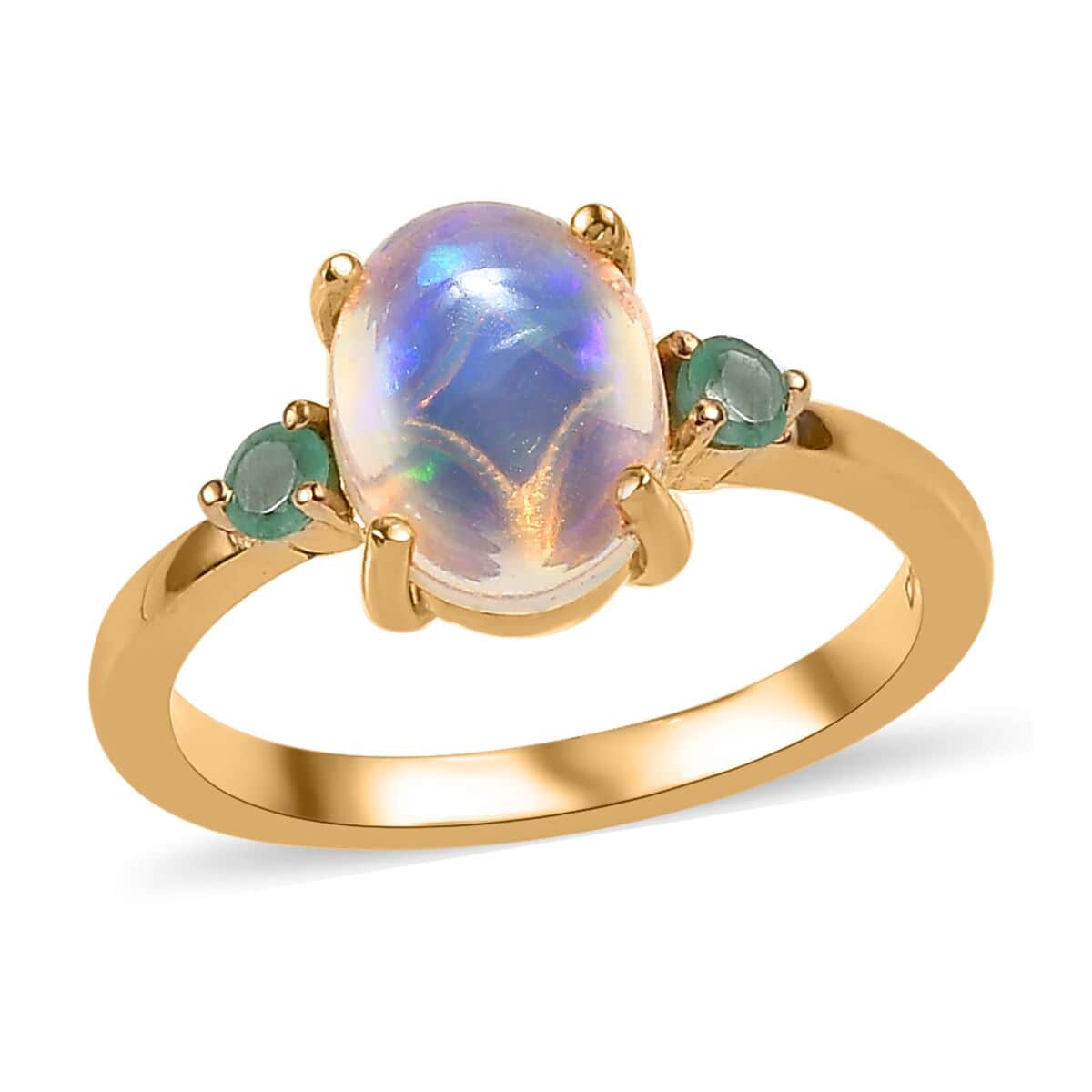 Doorbuster Ethiopian Welo Opal, Ouro Fino Rubellite Ring (Size 5.0) and Pendant in Vermeil Yellow Gold Over Sterling Silver 2.40 ctw image number 3