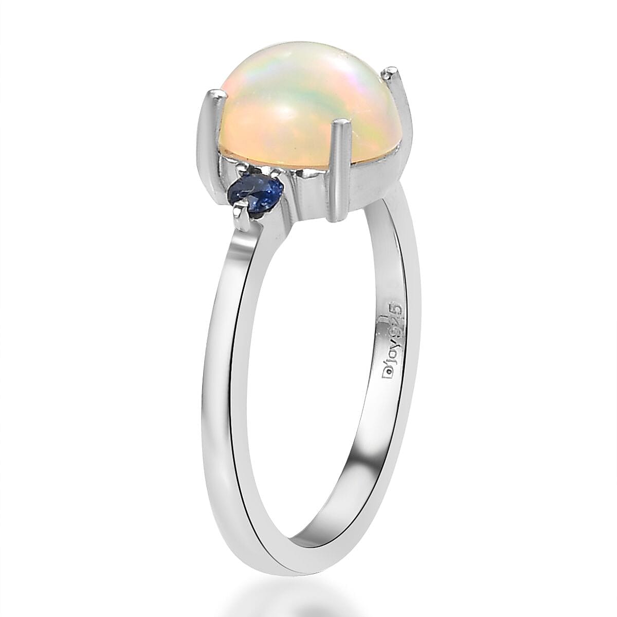 Ethiopian Welo Opal, Ceylon Sapphire Ring (Size 9.0) and Pendant in Platinum Over Sterling Silver 2.40 ctw image number 3