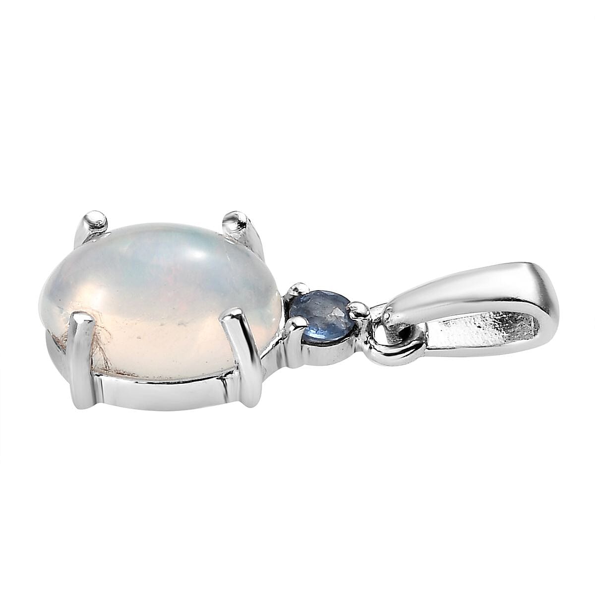 Ethiopian Welo Opal, Ceylon Sapphire Ring (Size 9.0) and Pendant in Platinum Over Sterling Silver 2.40 ctw image number 5