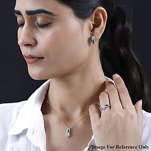 Premium Ethiopian Welo Opal and Chrome Diopside J-Hoop Earrings, Ring (Size 8.0) and Pendant without Chain in Platinum Over Sterling Silver 2.90 ctw