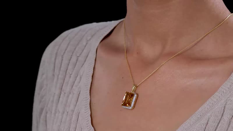 Serra Gaucha Citrine and Moissanite Pendant Necklace 20 Inches in Vermeil Yellow Gold Over Sterling Silver 8.40 ctw